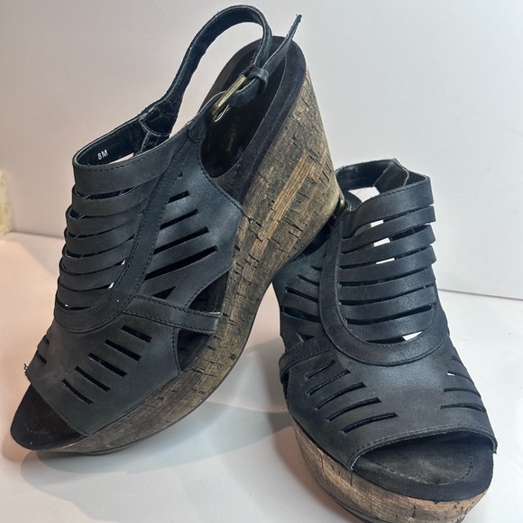 Nine West Black Ebah Gladiator Cork Wedge - Picture 8 of 9